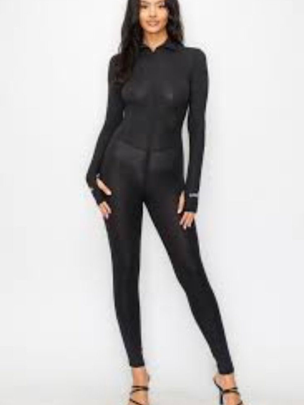 LUCKY LABEL Black Zip Up Long Sleeve Jumpsuit/Romper